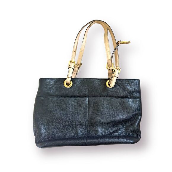 Michael Kors Jet Set Black Pebble Leather Zip Tote Purse Large Shoulder Bag - Picture 2 of 6